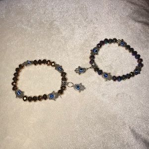 Two Hamsa Evil Eye Bracelets